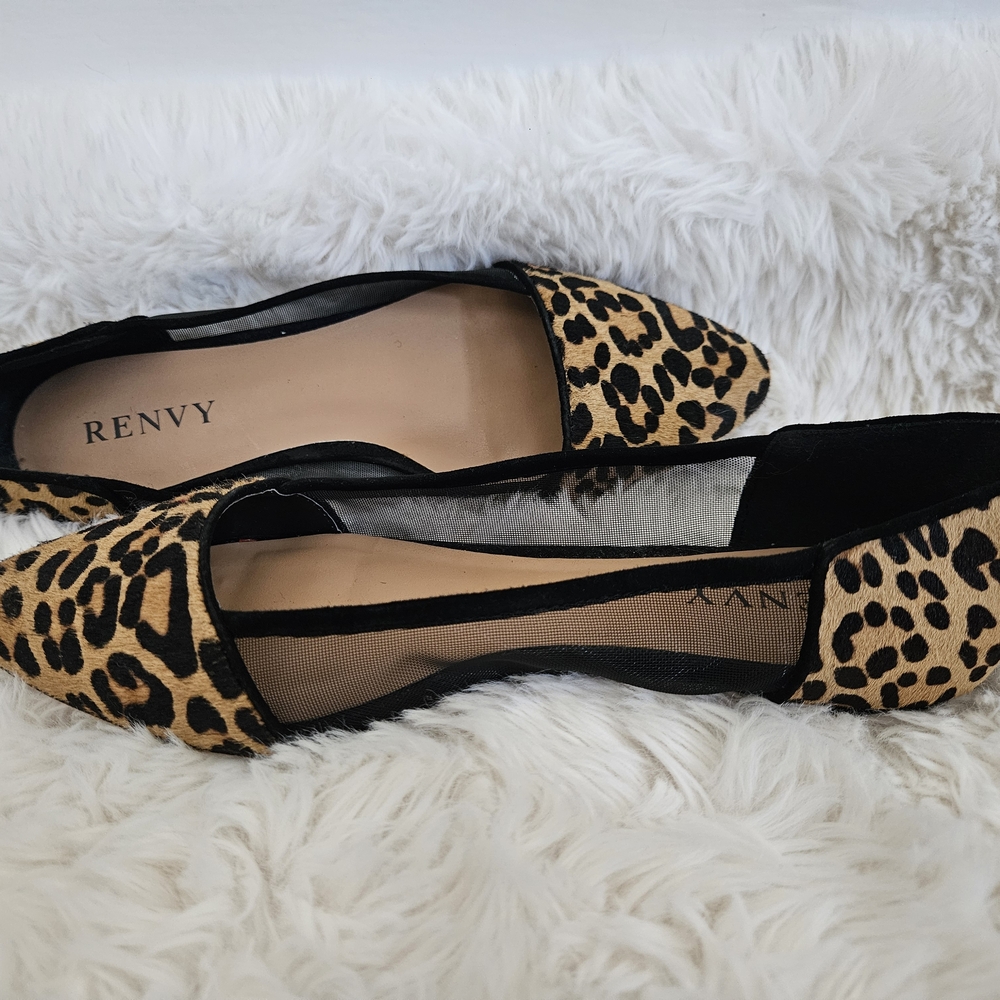 Renvy Leopard Calf Hair Ballet Flats ✨ Size 8.5/9 With Box - Picture 2 of 6